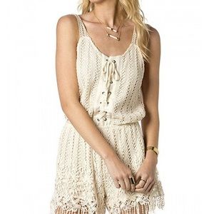 Miss Me Girls Cream Crochet Lace Romper